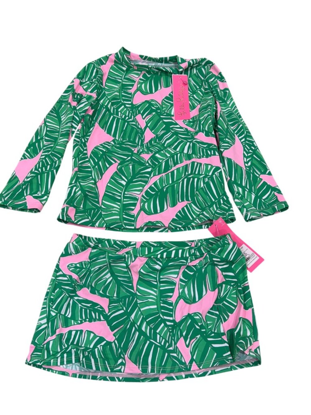 Lilly Pulitzer Sharlene Rashguard Swimsuit Set Girls 12 NWT Lets Go Bananas
